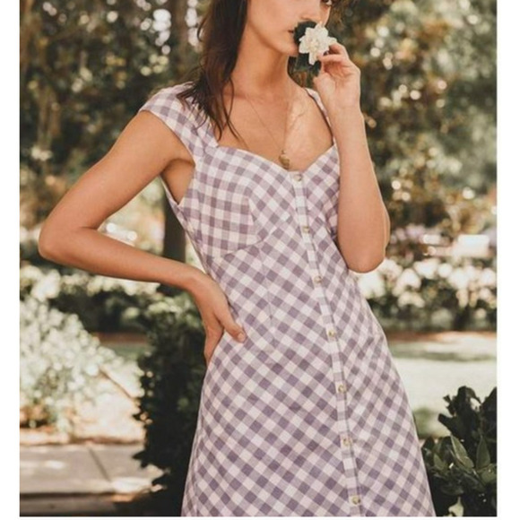 Saylor Hadleigh Gingham Blue White Mini Dress XS - Picture 3 of 15